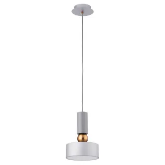 Candeeiro de teto Void cinzento suspenso com esfera dourada e cúpula circular