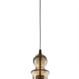 Candeeiro de teto Tone Bronze com cúpula de vidro fumado e cabo suspenso