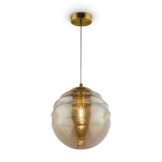 Candeeiro de teto Vinare latão com globo de vidro fumado
