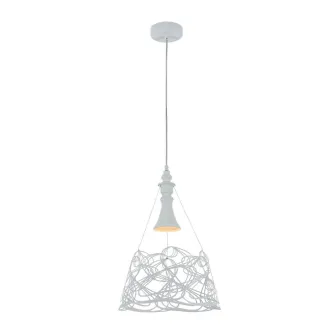 Candeeiro de teto Elva branco com cúpula de fios entrelaçados