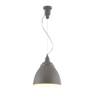Candeeiro de teto Bellevue cinzento, cúpula metálica pendente com interior branco
