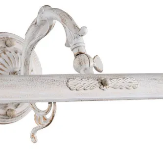 Aplique branco estilo vintage com braço curvo e detalhes ornamentais
