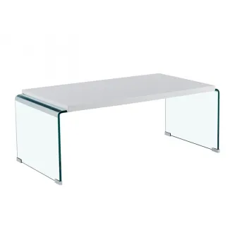 Mesa de apoio Ariston de vidro curvado transparente com tampo retangular