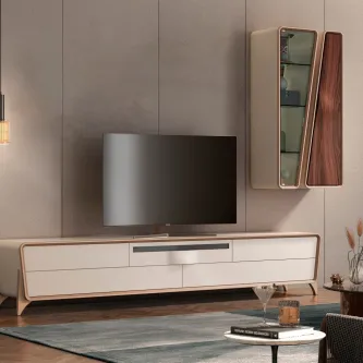 A estante TV Musa Curve é a forma ideal para exibir o seu ecrã plano de televisão. Ela oferece um design moderno, com linhas curvas que dão mais destaque à sua decoração.