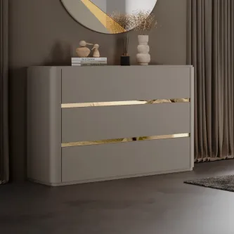 Otimize o seu espaço com a cómoda Alma, que combina funcionalidade e estilo para criar um design moderno e contemporâneo.