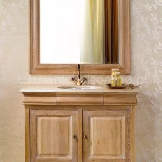 Móvel casa de banho Douro Simple em madeira com lavatório e espelho