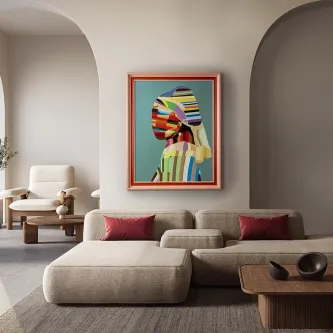 Pintura jovem com pérola em estilo pop colorido