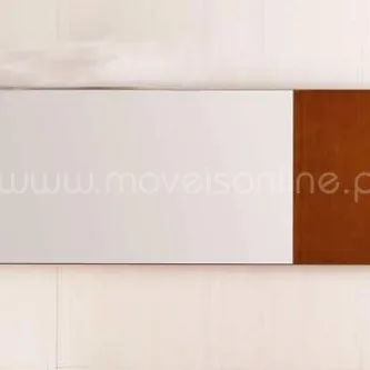 Espelho de casa de banho VLT retangular com painel de madeira à direita
