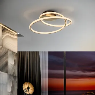 Plafon Tube de anéis LED dourados montado no teto