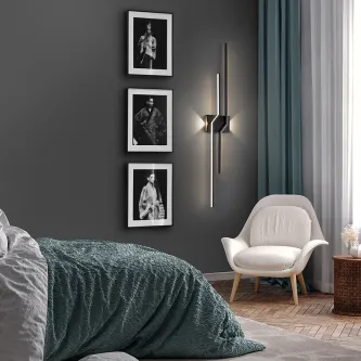 Aolique Zigzag candeeiro de parede metálico vertical iluminando quarto moderno