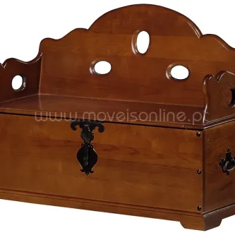 Arca banco Trás-os-Montes em madeira, tampo com recortes e fechadura metálica