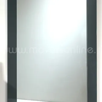 Espelho retangular com moldura preta e superfície reflectora limpa