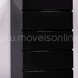 Camiseiro Coimbra alto preto com seis gavetas e acabamento liso