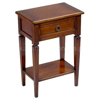 Mesa de cabeceira Directoire em madeira com gaveta e prateleira inferior