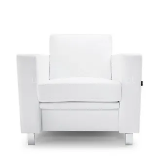 Maple Arcádia poltrona branca de design quadrado com pés metálicos