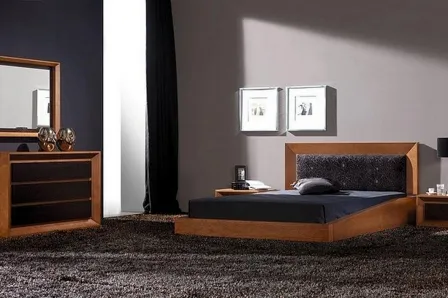 Quarto Facetado com Estofo Wengue e Cerejeira