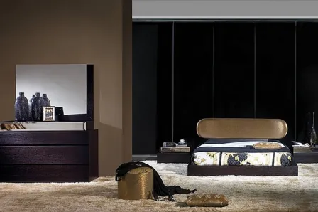Quarto Cama Estofada Dourado
