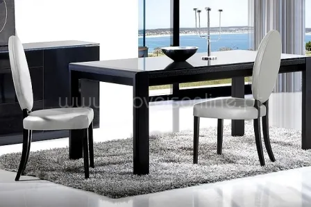 Mesa de Jantar CARRARA Extensivel com T. Vidro