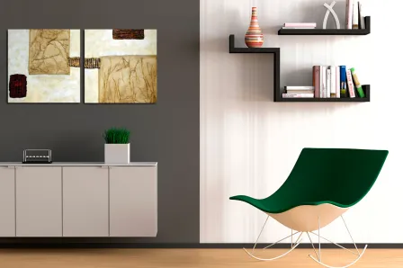 Quadro Pedaços Beje