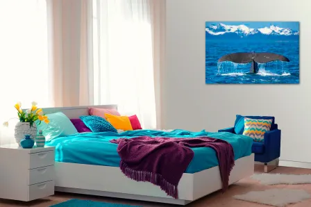 Quadro Baleia em Mar Azul