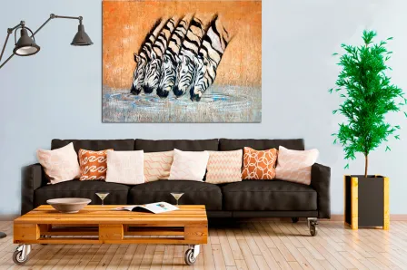 Quadro Zebras no Lago