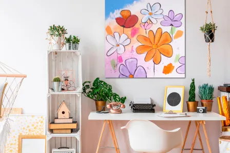 Pintura de flores juvenis