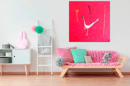 Pintura abstrata em rosa