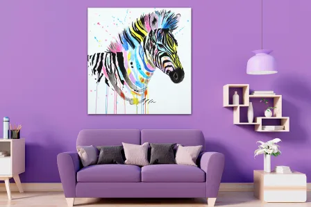 Quadro colorida de zebra