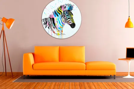 Quadro redonda de zebra colorida