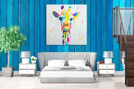 Girafa pintando cores