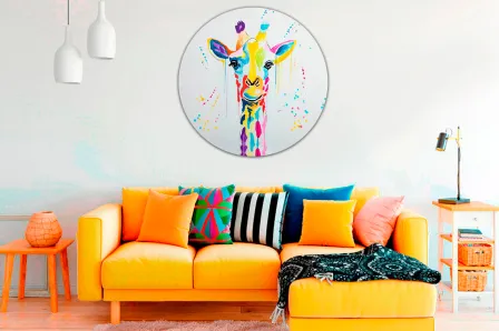 Quadro Girafa cores redondas