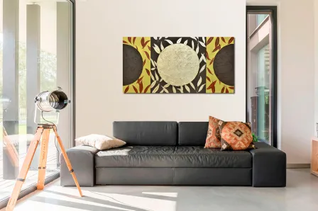 Quadro Círculos e folhas 