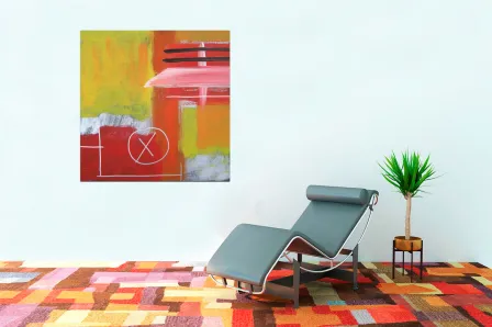 Pintura abstrata em vermelho