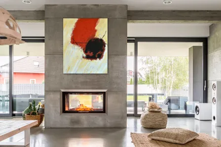 Pintura abstrata em vermelho