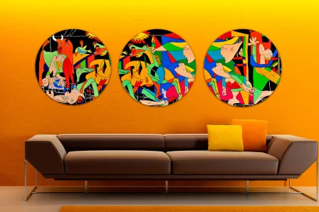 Pintura de tríptico redondo de Guernica