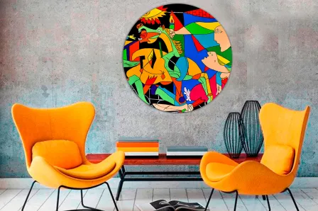Quadro Guernica cores pintura redonda