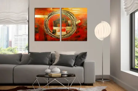 Pintura abstrata díptica