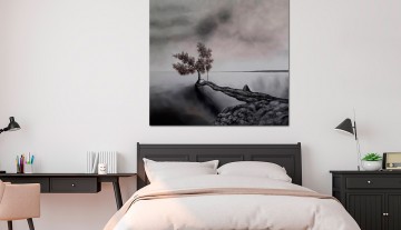 Pintura de paisagem em cinza