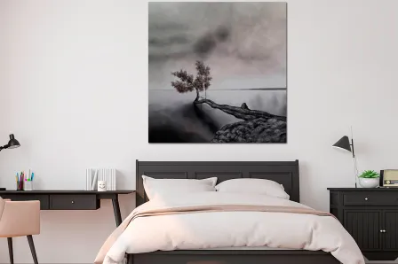 Pintura de paisagem em cinza