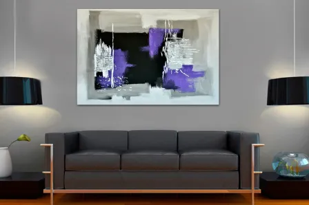 Pintura abstrata lilás preta