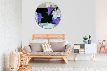 Pintura abstrata roxa redonda