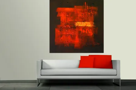 Pintura abstrata vermelha