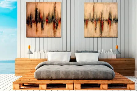 Pintura abstrata díptica