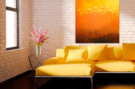 Pintura abstrata em laranja