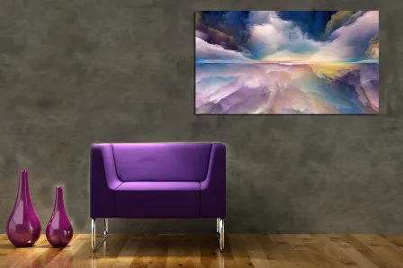 Pintura abstrata de nuvens lilás 