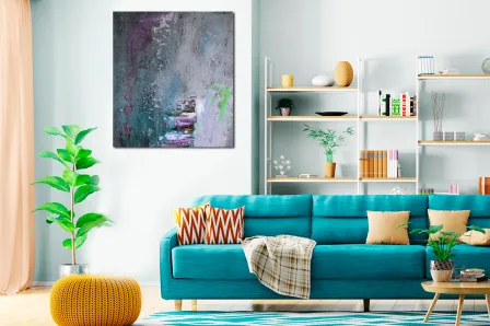 Pintura abstrata com turquesa
