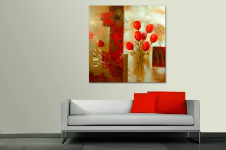 Pintura de flores vermelhas