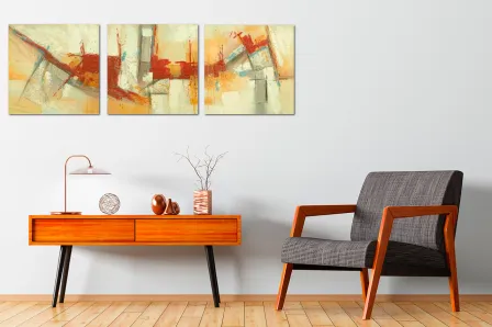 Pintura abstrata de tríptico