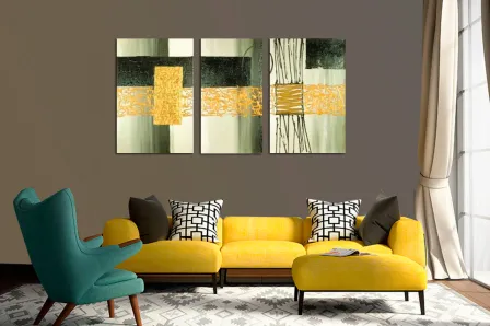 Pintura abstrata de tríptico