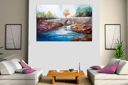 Pintura de paisagem de ponte